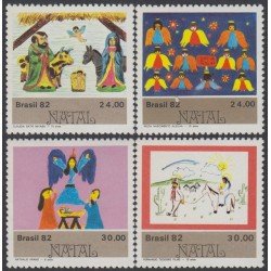 Brasil Brazil 1567/70 1982 Navidad Dibujos de Infantes MNH Brasil Brazil 1567/70 1982 Navidad Dibujos de Infantes MNH
