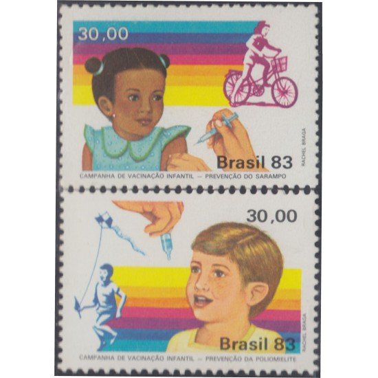 Brasil Brazil 1612/13 1983 Vacunación infantil contra la poliomelitis MNH Brasil Brazil 1612/13 1983 Vacunación infantil contra la poliomelitis MNH
