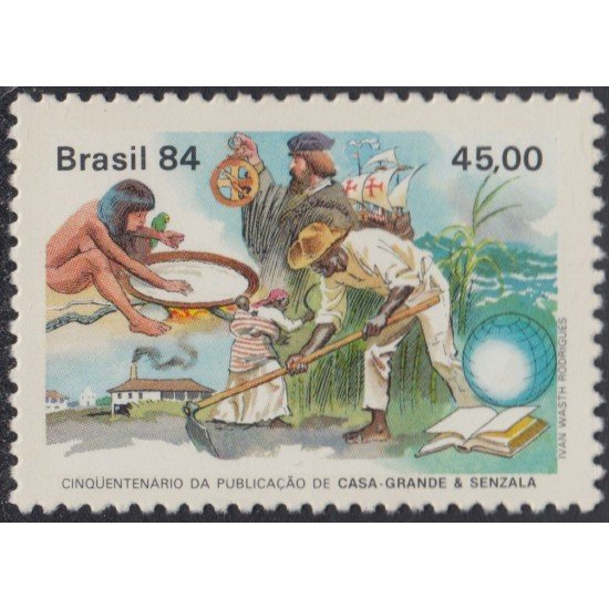 Brasil Brazil 1644 1984 Publicación de Maestros y Esclavos Gilberto Freire MNH Brasil Brazil 1644 1984 Publicación de Maestros y Esclavos Gilberto Freire MNH