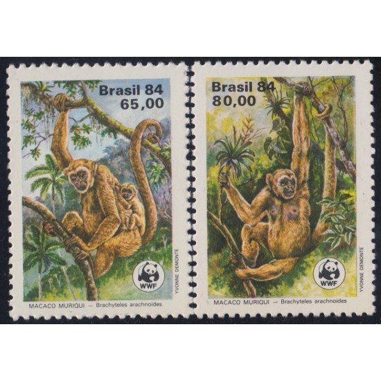 Brasil Brazil 1672/73 1984 Protección de la Fauna Mono Monkey MNH Brasil Brazil 1672/73 1984 Protección de la Fauna Mono Monkey MNH
