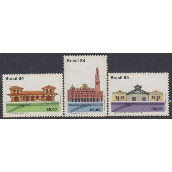 Brasil Brazil 1678/80 1984 Estaciones de trenes Train Stations MNH