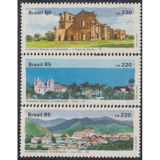 Brasil Brazil 1723/25 1985 Patrimonio Mundial Villas antiguas MN Brasil Brazil 1723/25 1985 Patrimonio Mundial Villas antiguas MN