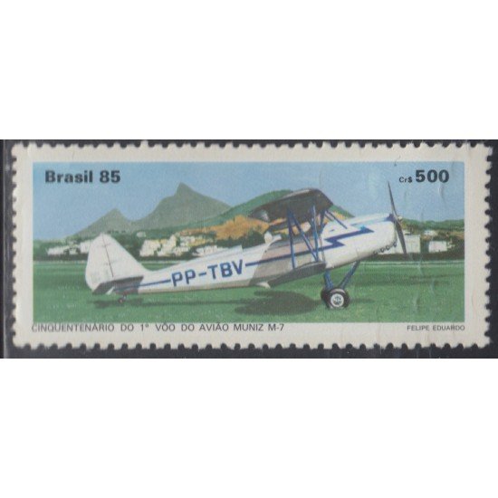 Brasil Brazil 1772 1985 50 Años el vuelo inaugural del avión Muñiz MNH