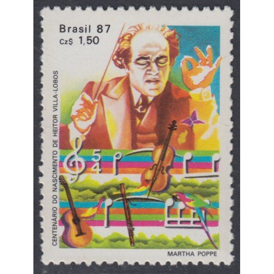 Brasil Brazil 1828 1987 Compositor Héctor Villalobos MNH Brasil Brazil 1828 1987 Compositor Héctor Villalobos MNH
