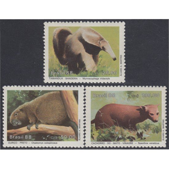 Brasil Brazil 1880/82 1988 Animales protegidos MNH Brasil Brazil 1880/82 1988 Animales protegidos MNH