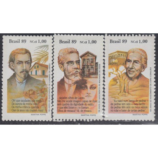 Brasil Brazil 1931/33 1989 Poetas de literatura brasileña y sus obras MNH Brasil Brazil 1931/33 1989 Poetas de literatura brasileña y sus obras MNH