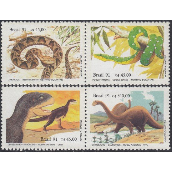 Brasil Brazil 2019/22 1991 Reptiles y Dinosaurios MNH Brasil Brazil 2019/22 1991 Reptiles y Dinosaurios MNH