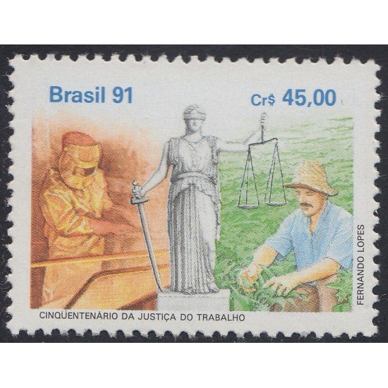 Brasil Brazil 2029 1991 Cincuentenario de la Justicia de trabajo MNH Brasil Brazil 2029 1991 Cincuentenario de la Justicia de trabajo MNH