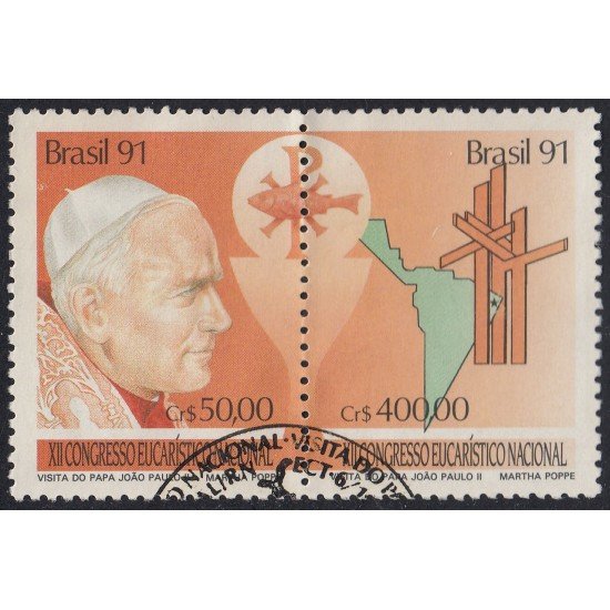 Brasil Brazil 2034/35 1991 12º Congreso Eucarístico Nacional Juan Pablo II Usado Brasil Brazil 2034/35 1991 12º Congreso Eucarístico Nacional Juan Pablo II Usado