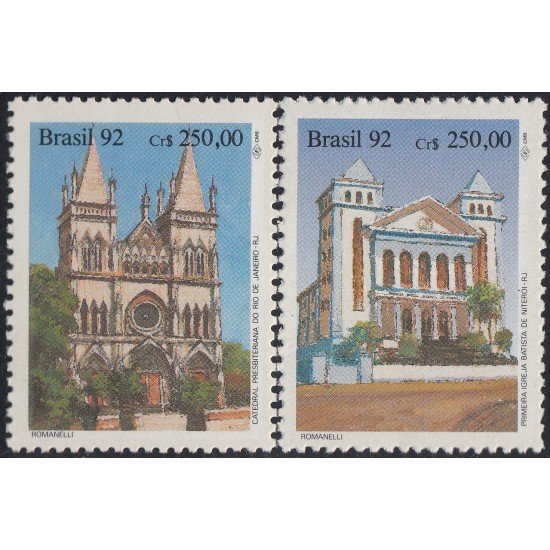 Brasil Brazil 2051/52 1992 Arquitectura religiosa Catedral Iglesia MNH Brasil Brazil 2051/52 1992 Arquitectura religiosa Catedral Iglesia MNH