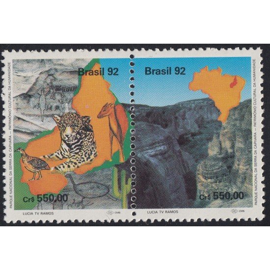 Brasil Brazil 2084/85 1992 Parque Nacional Montañas Capivara MNH Brasil Brazil 2084/85 1992 Parque Nacional Montañas Capivara MNH