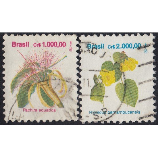 Brasil Brazil 2093/94 1992 Serie Antigua Flores Flowers Usado Brasil Brazil 2093/94 1992 Serie Antigua Flores Flowers Usado