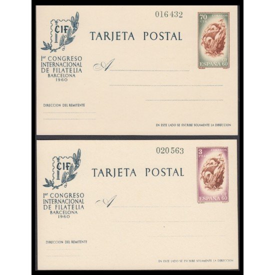 España Spain Entero Postal 88/89 1960 CIF Nuevo Barco Boat España Spain Entero Postal 88/89 1960 CIF Nuevo Barco Boat