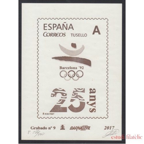 España Spain Grabado 9 Barnafil 2017 25 Aniversario JJOO Barcelona 92 Olimpiadas