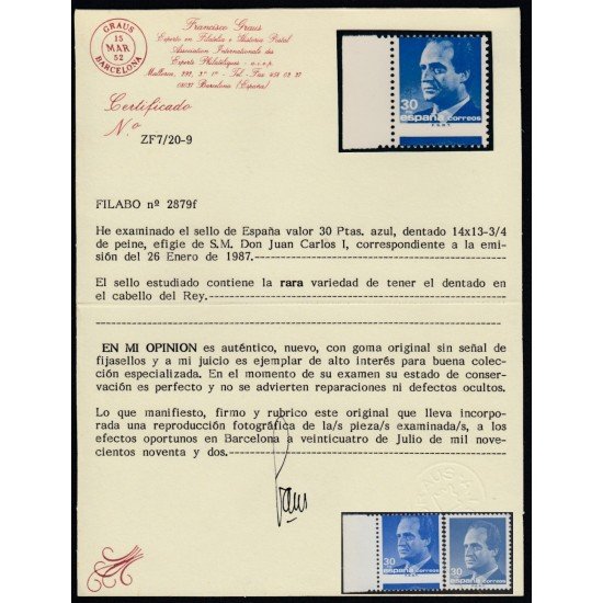 España Spain Variedad 2879f 1985 Juan Carlos I MNH España Spain Variedad 2879f 1985 Juan Carlos I MNH