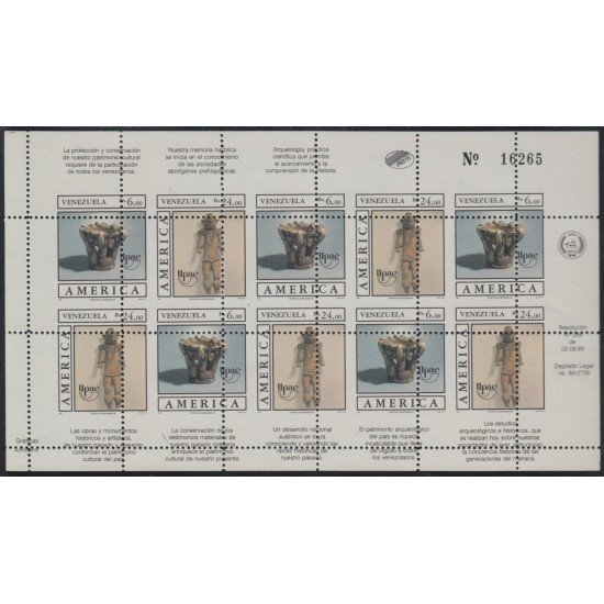 Upaep 1989 1459/60 Venezuela Variety dentado deplazado Minihojita Upaep 1989 1459/60 Venezuela Variety dentado deplazado Minihojita