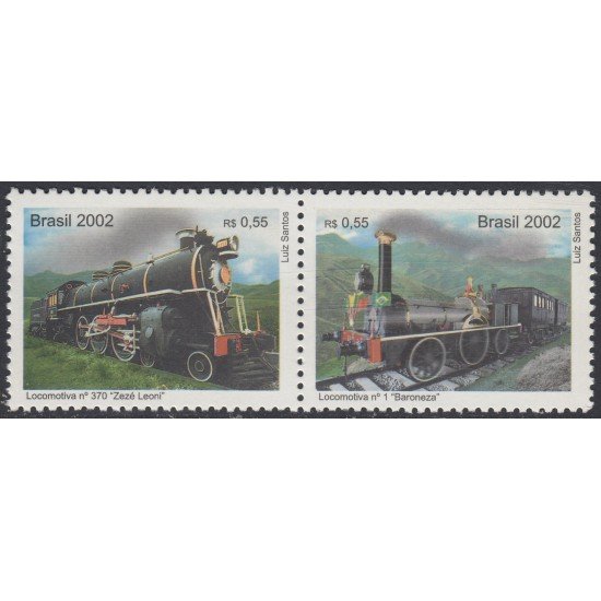 Brasil Brazil 2793a/94a 2002 Trenes Locomotoras antiguas. Setenant MNH