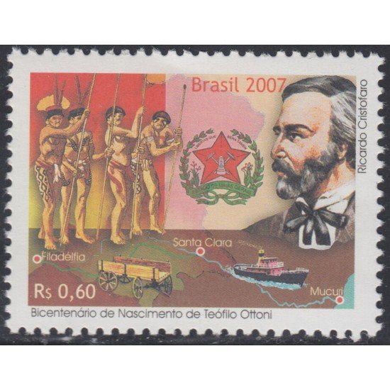 Brasil Brazil 2989 2007 PersonalidadesTeofilo Ottoni Hombre político brasileño MNH Brasil Brazil 2989 2007 PersonalidadesTeofilo Ottoni Hombre político brasileño MNH