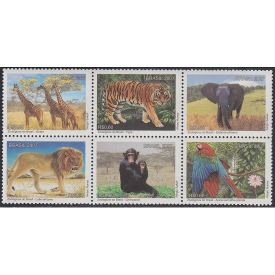 Brasil Brazil 2991/96 2007 Parques zoológicos de Brasil MNH Brasil Brazil 2991/96 2007 Parques zoológicos de Brasil MNH
