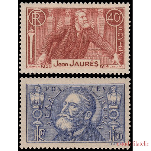 France Francia 318/19 1936 22 aniv. de la muerte de Jean Jaurès MNH