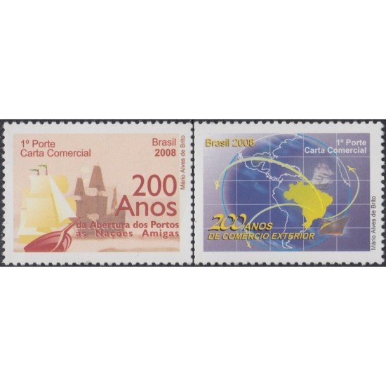 Brasil Brazil 3001/02 2008 Bicentenario del Comercio Exterior de Brasil MNH Brasil Brazil 3001/02 2008 Bicentenario del Comercio Exterior de Brasil MNH