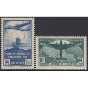 France Francia Nº 320/21 1936 100ª  travesía aérea del Atlántico-sur-Aviones postales- Lujo