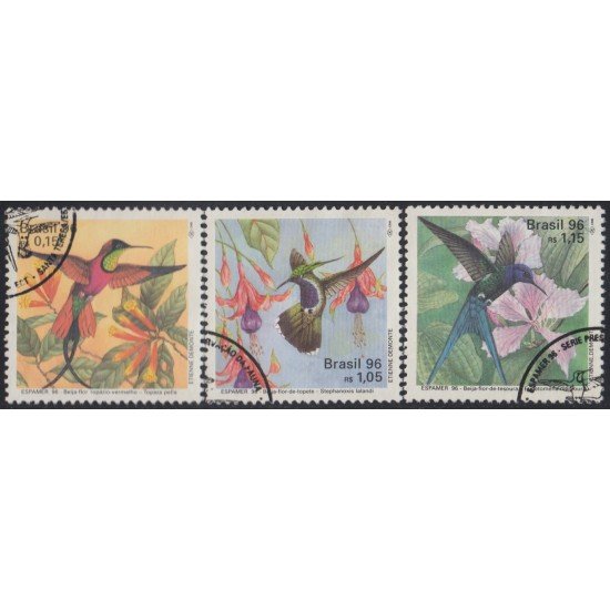 Brasil Brazil 2278/80 1996 Espamer 96 Preservación de la fauna Colibris Usado Brasil Brazil 2278/80 1996 Espamer 96 Preservación de la fauna Colibris Usado
