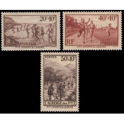 France Francia 345/47 1937 Pro obras sociales y deportivas (P.T.T.) MNH
