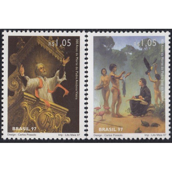 Brasil Brazil 2330/31 1997 Muertes de Antonio Vieira y Padre José de Anchieta MNH Brasil Brazil 2330/31 1997 Muertes de Antonio Vieira y Padre José de Anchieta MNH
