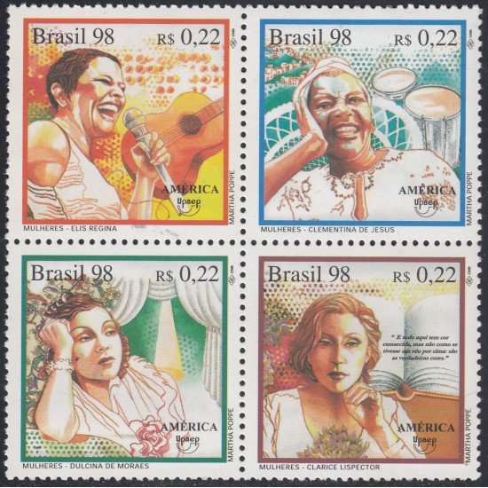 Brasil Brazil 2379/82 1998 América UPAEP Mujeres Célebres MNH Brasil Brazil 2379/82 1998 América UPAEP Mujeres Célebres MNH