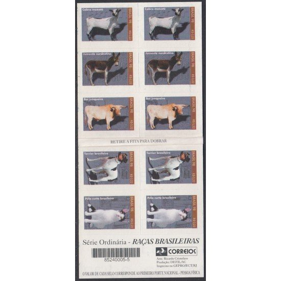 Brasil Brazil 2490/94 1999 Serie Antigua Razas brasileñas de animales domésticos Carnet MNH Brasil Brazil 2490/94 1999 Serie Antigua Razas brasileñas de animales domésticos Carnet MNH