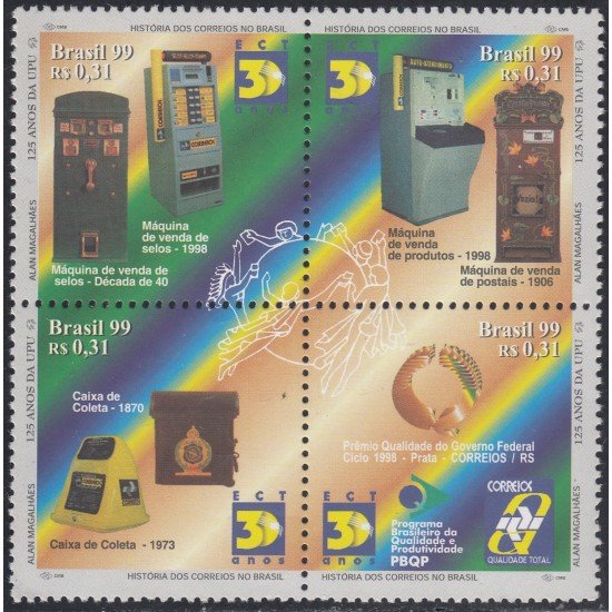Brasil Brazil 2501/04 1999 125 Aniversario de la UPU y 30 Aniversario de la ECT MNH Brasil Brazil 2501/04 1999 125 Aniversario de la UPU y 30 Aniversario de la ECT MNH