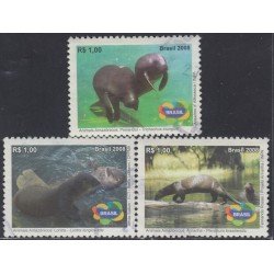 Brasil Brazil 3035/37 2008 Fauna del Amazonas en extinción Usado Brasil Brazil 3035/37 2008 Fauna del Amazonas en extinción Usado