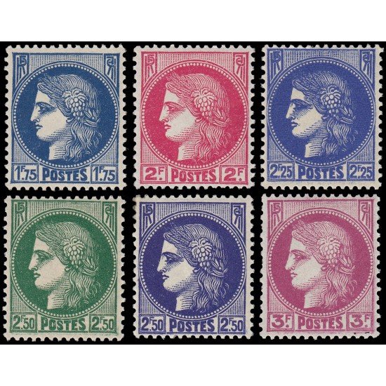 France Francia 372/76 1938-41 Ceres Tipografía MNH