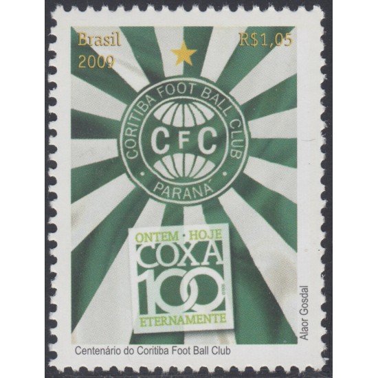 Brasil Brazil 3079 2009 Centenario del Club de Fútbol Coritibia MNH