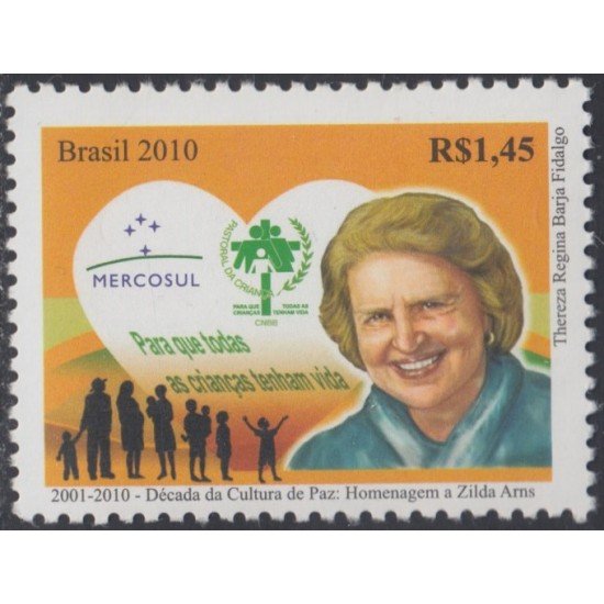 Brasil Brazil 3095 2010 Década de paz y cultura Zilda Arns MNH Brasil Brazil 3095 2010 Década de paz y cultura Zilda Arns MNH