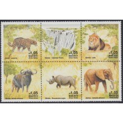 Brasil Brazil 3127/32 2010 Rel. Diplomáticas Brasil-Zambia Fauna Salvaje MNH