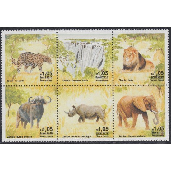 Brasil Brazil 3127/32 2010 Rel. Diplomáticas Brasil-Zambia Fauna Salvaje MNH Brasil Brazil 3127/32 2010 Rel. Diplomáticas Brasil-Zambia Fauna Salvaje MNH
