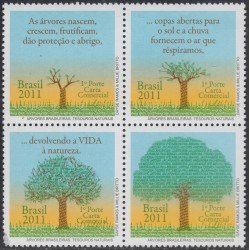 Brasil Brazil 3160/63 2011 Flora Árboles brasileños Tesoros Nacionales MNH Brasil Brazil 3160/63 2011 Flora Árboles brasileños Tesoros Nacionales MNH