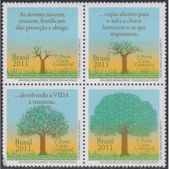 Brasil Brazil 3160/63 2011 Flora Árboles brasileños Tesoros Nacionales MNH Brasil Brazil 3160/63 2011 Flora Árboles brasileños Tesoros Nacionales MNH