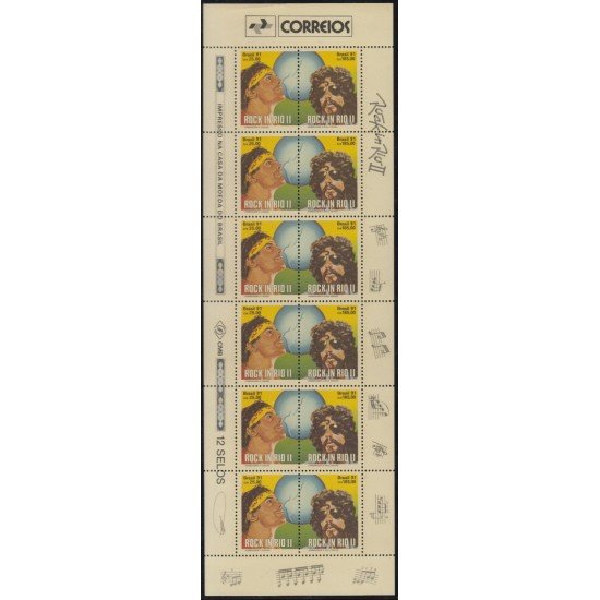 Brasil Brazil 2001/02 Mini hojita 1991 Rock y Río Retratos de Cazuza Y Raul Xeixas MNH Brasil Brazil 2001/02 Mini hojita 1991 Rock y Río Retratos de Cazuza Y Raul Xeixas MNH
