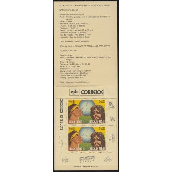 Brasil Brazil 2001 1991 Rock y Río Retratos de Cazuza Y Raul Xeixas MNH Brasil Brazil 2001 1991 Rock y Río Retratos de Cazuza Y Raul Xeixas MNH