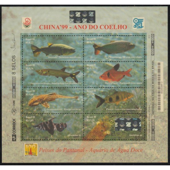 Brasil Brazil 2519/26 1999 China 99 Exp Filatélica Internacional Peces Fish MNH