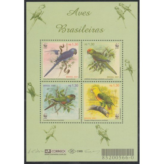 Brasil Brazil 2685/88 2001 Fauna Loros Pájaros Birds MNH