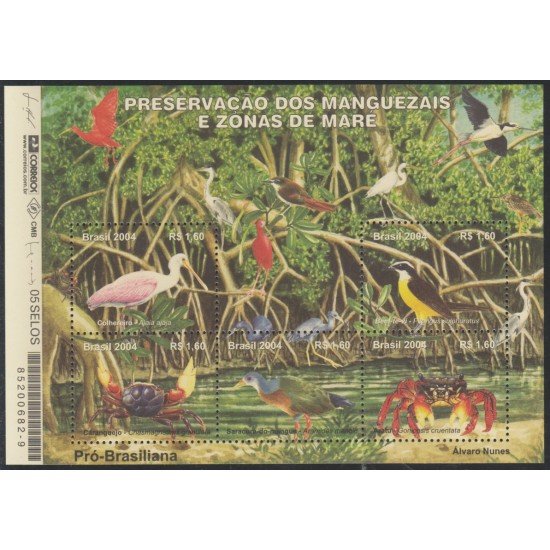 Brasil Brazil 2871/75 2004 América Upaep Fauna Preservación de los manglares MNH