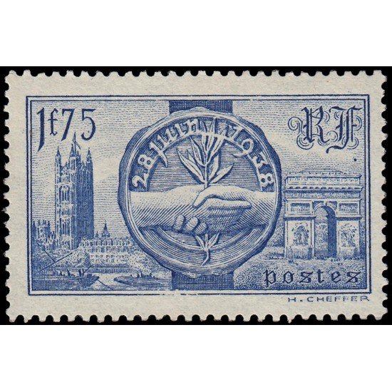 France Francia 400 1938 Visita de los soberanos británicos Palacio de Wesminster/Arco de triunfo MNH