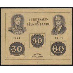 Brasil Brazil HB 6 1943 TP en hojas 100 años del sello en Brasil MNH Brasil Brazil HB 6 1943 TP en hojas 100 años del sello en Brasil MNH