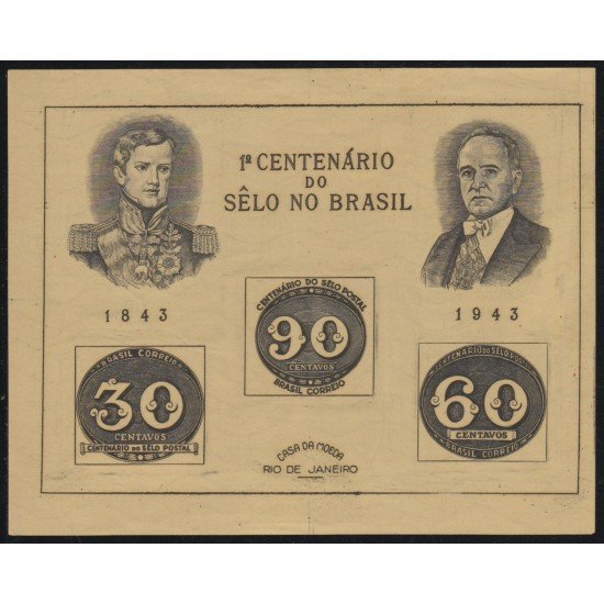 Brasil Brazil HB 6 1943 TP en hojas 100 años del sello en Brasil MNH Brasil Brazil HB 6 1943 TP en hojas 100 años del sello en Brasil MNH