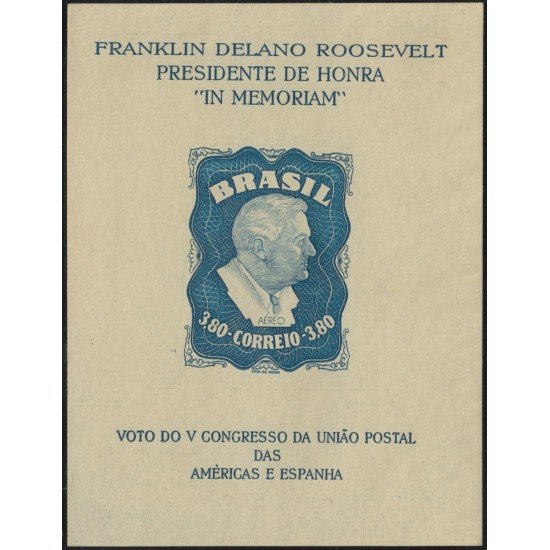 Brasil Brazil HB 11 1949 Timbre aéreo Presidente Roosevelt MNH Brasil Brazil HB 11 1949 Timbre aéreo Presidente Roosevelt MNH