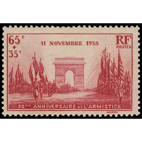 France Francia 403 1938 20 aniv. de la Victoria Arco del Triunfo MNH France Francia 403 1938 20 aniv. de la Victoria Arco del Triunfo MNH